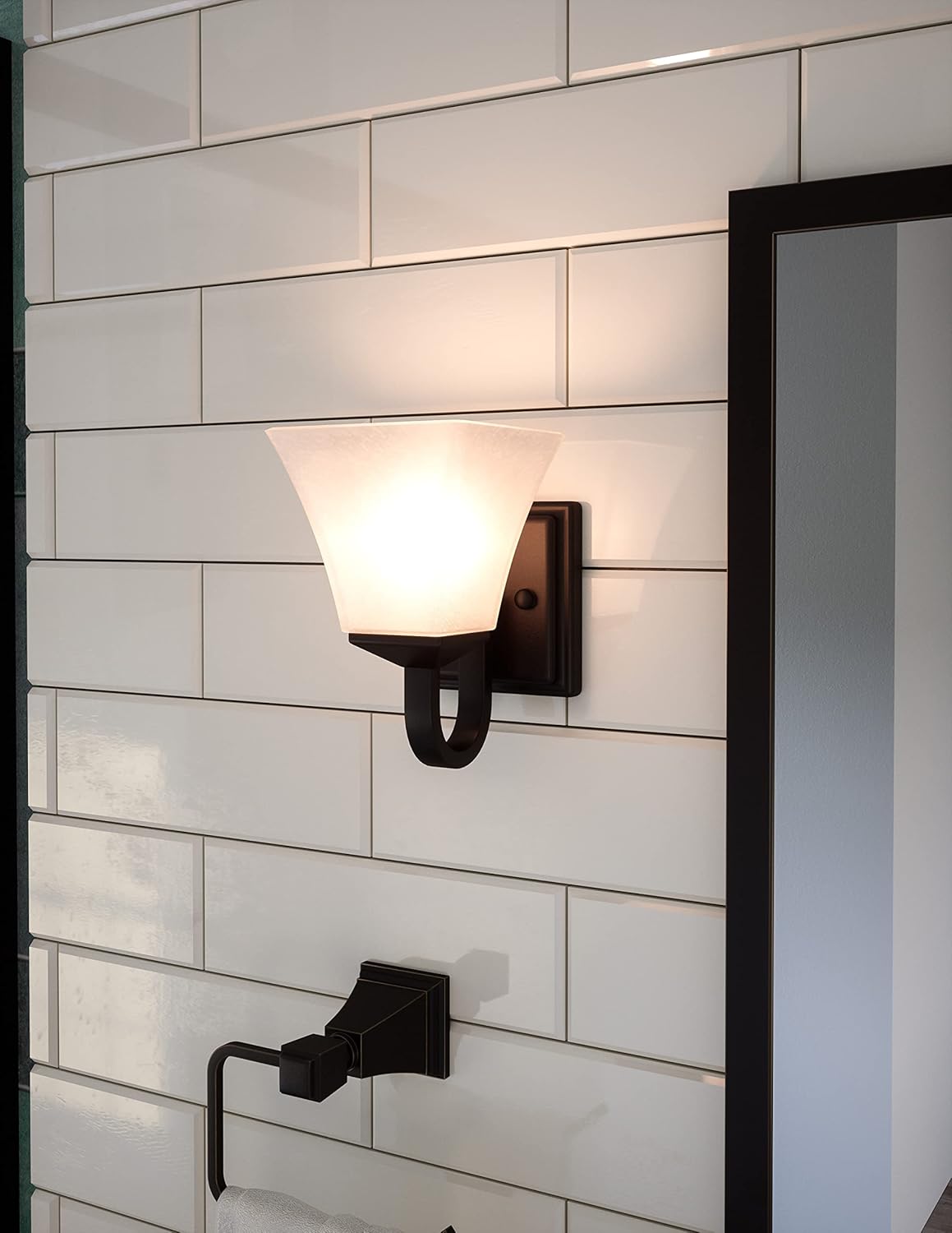 Design House 587725 Torino Traditional 1-Light Indoor Dimmable Up/Down Wall Mount Light with Frosted Glass for Bathroom Bedroom Hallway, Brushed Bronze