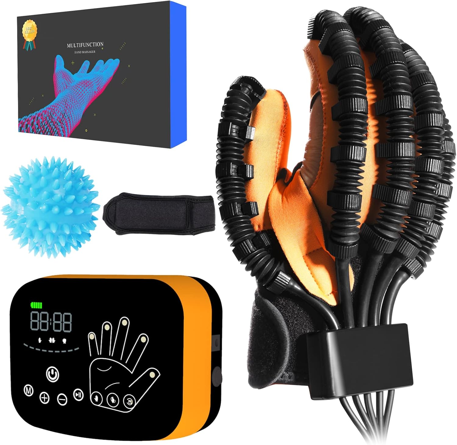 Rehabilitation Robot Gloves,Stroke Hemiplegia Rehabilitation Training Equipment, Finger Straightening Brace Guard Protector, for Hand Function Recovery (Right hand-M size)