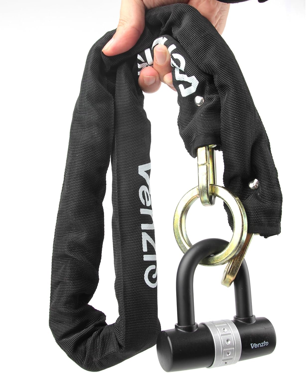 Venzio Motorcycle Bike Lock Heavy Duty 4ft 10mm Chain with 12mm U Lock | Hardened Steel Anti Theft Chain Combo with 2 Keys, Motorcycle & Scooter Lock with Protective Cover