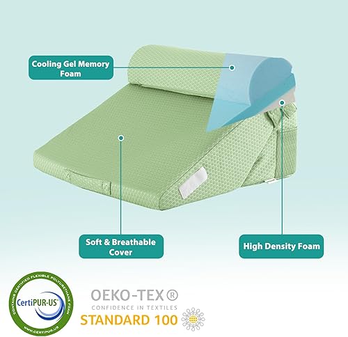Miniatura 5 de Bedluxe Juego de 3 almohadas ortopédicas de cuña para cama, almohada de cuña de espuma poscirugía para espalda, piernas y rodillas, almohada