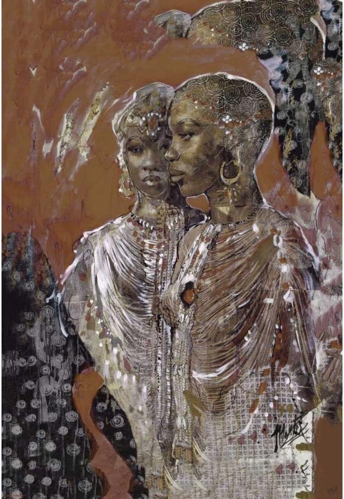 ArtDirect Sepia African III 33x48 Huge Gallery Wrapped Canvas Museum Art by Wiley, Marta