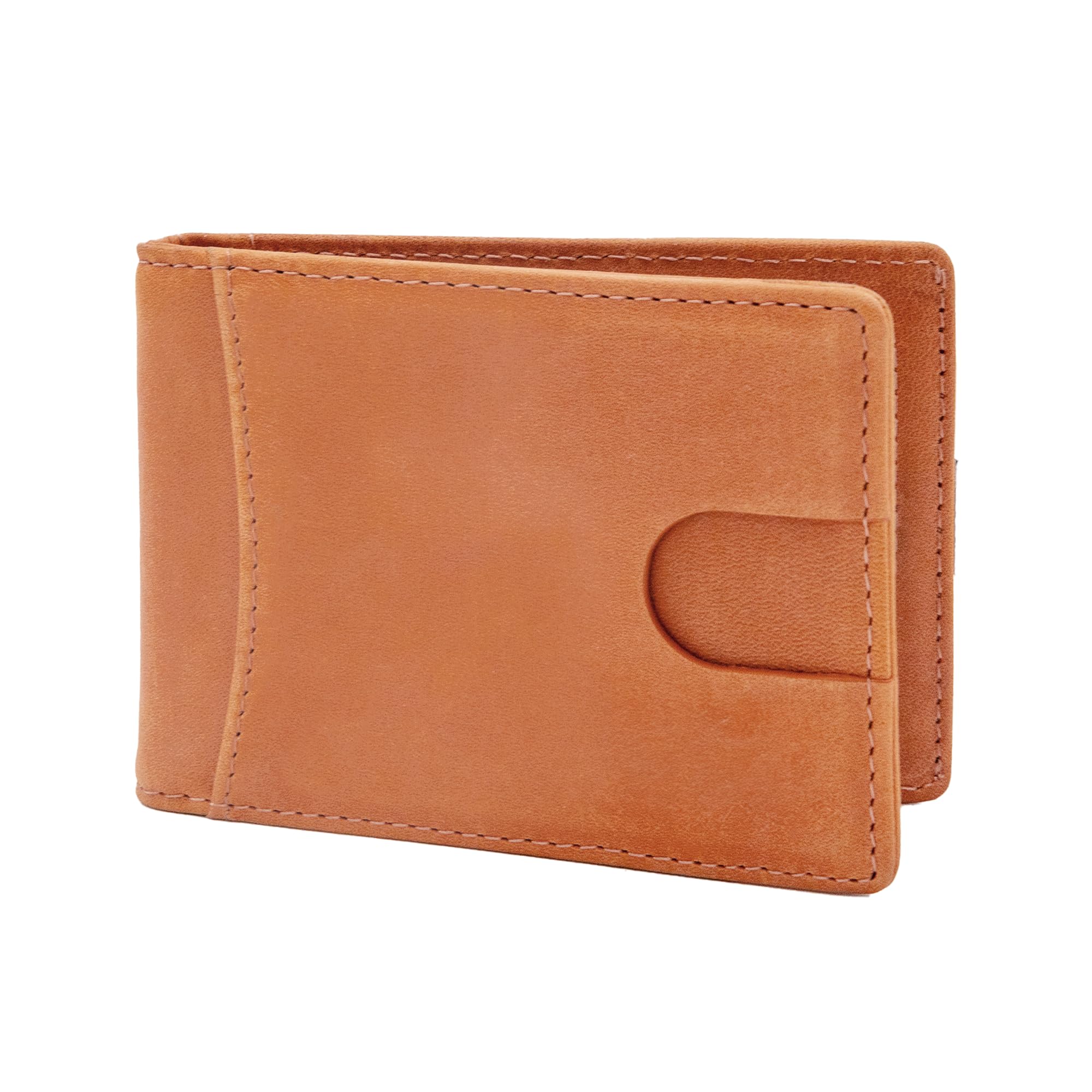 Only Brand RFID Blocking Slim Bifold Genuine Leather Minimalist Wallet for Men with Money Clip Pull Strap Easy Card Pullout (Minimalist Bifold Wallet