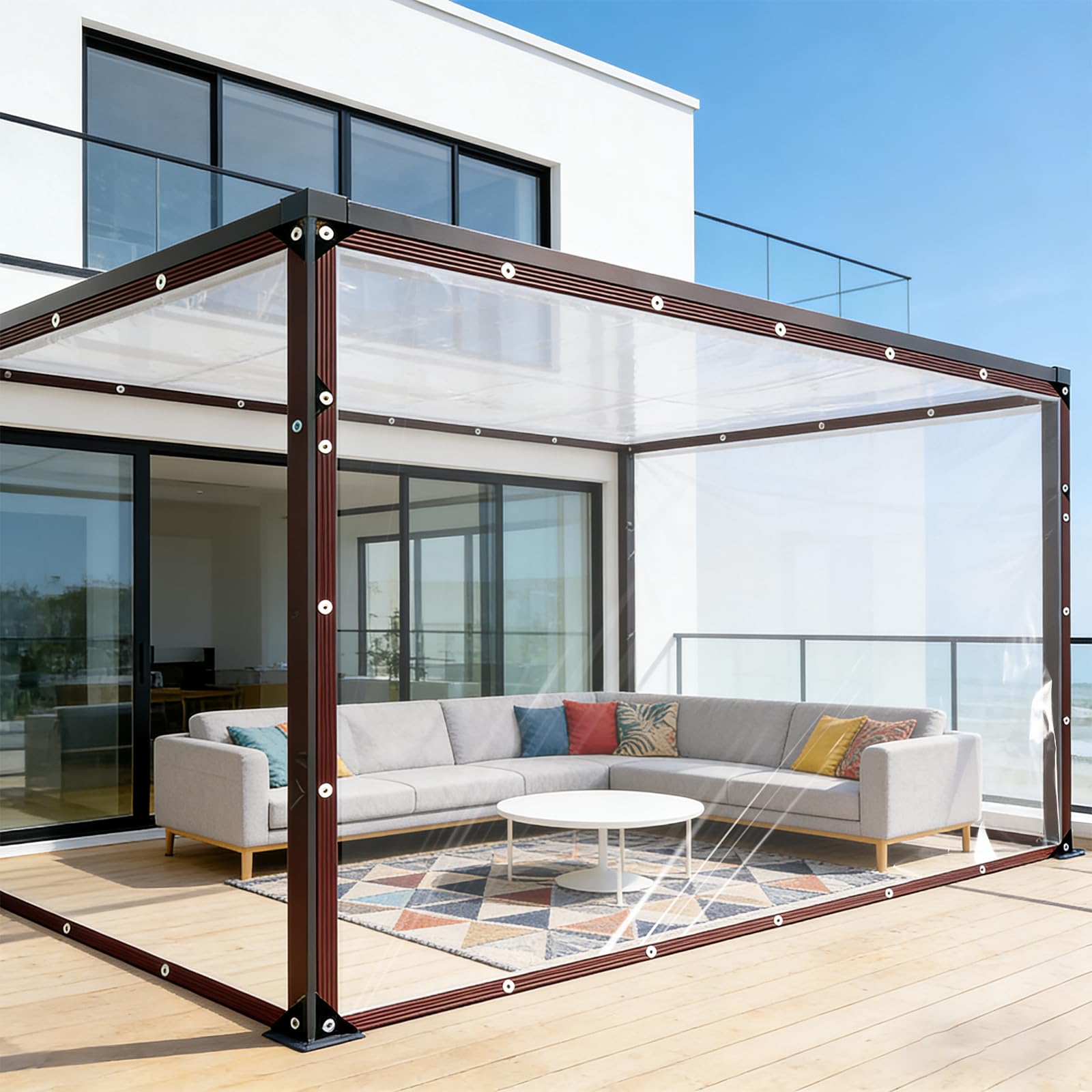 Transparente Plane 740 x 780 cm 80 G M², Durchsichtig UV Best Ndig, Wetterfest, Beständige & Reißfeste, Wind- Und Staubschutz, Gartenmöbel Abdeckung Wasserdicht für Außen, farblos
