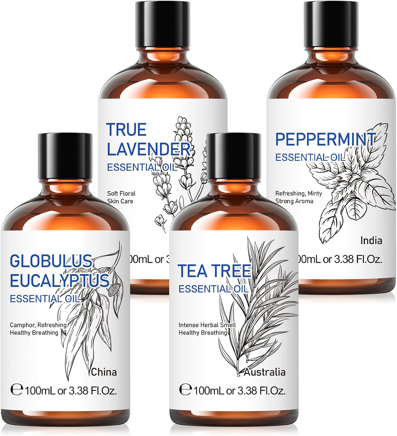 HIQILI Essential Oil, Tea Tree Oil, Lavender, Peppermint