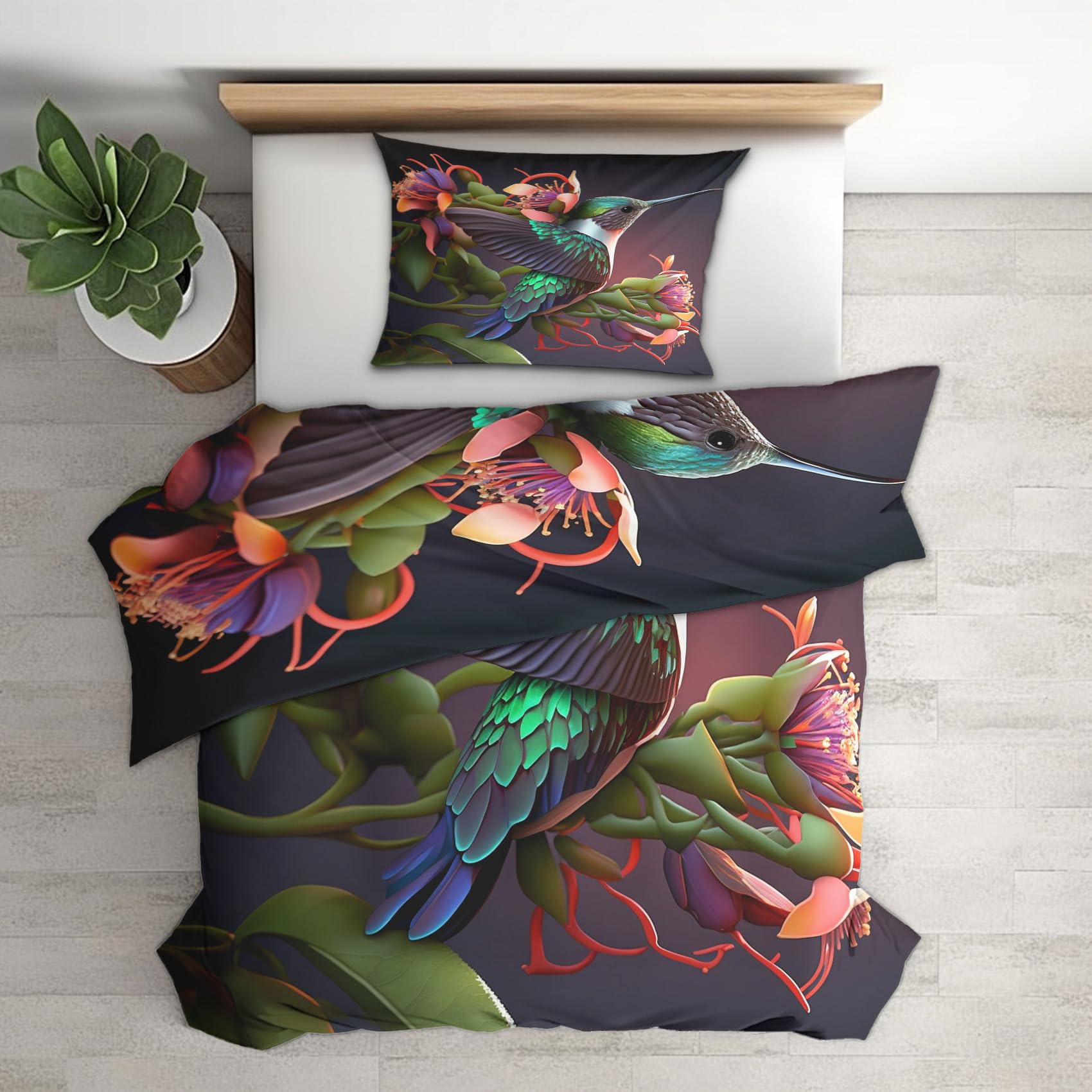 Housse de Couette 200x200 Colibri pour créer une ambiance nature et zen dans la chambre