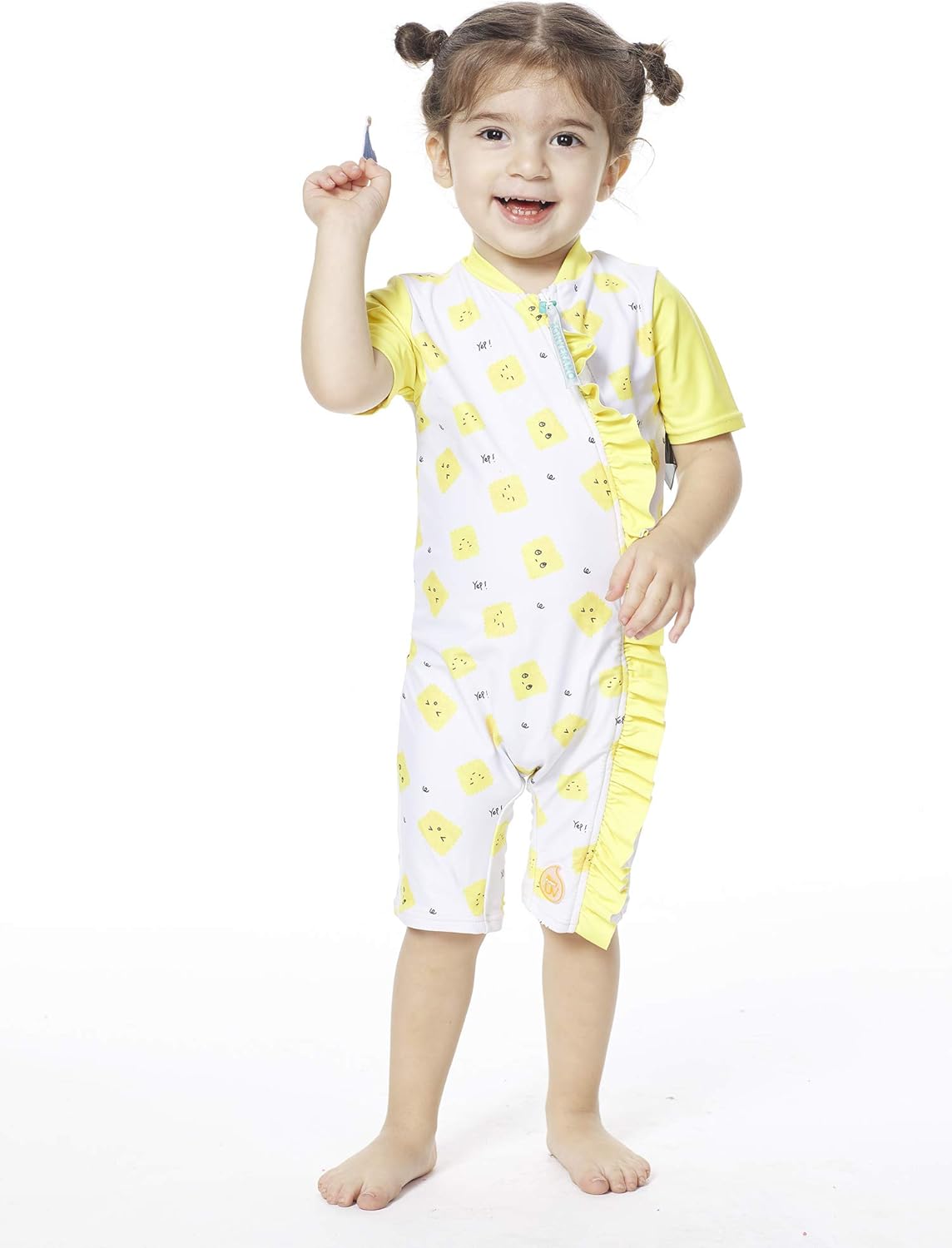 Baby Girls One Piece Sunsuits Falbala UPF 50+ S/S Full-Length Zipper with Sun Cap.: Clothing, Shoes & Jewelry