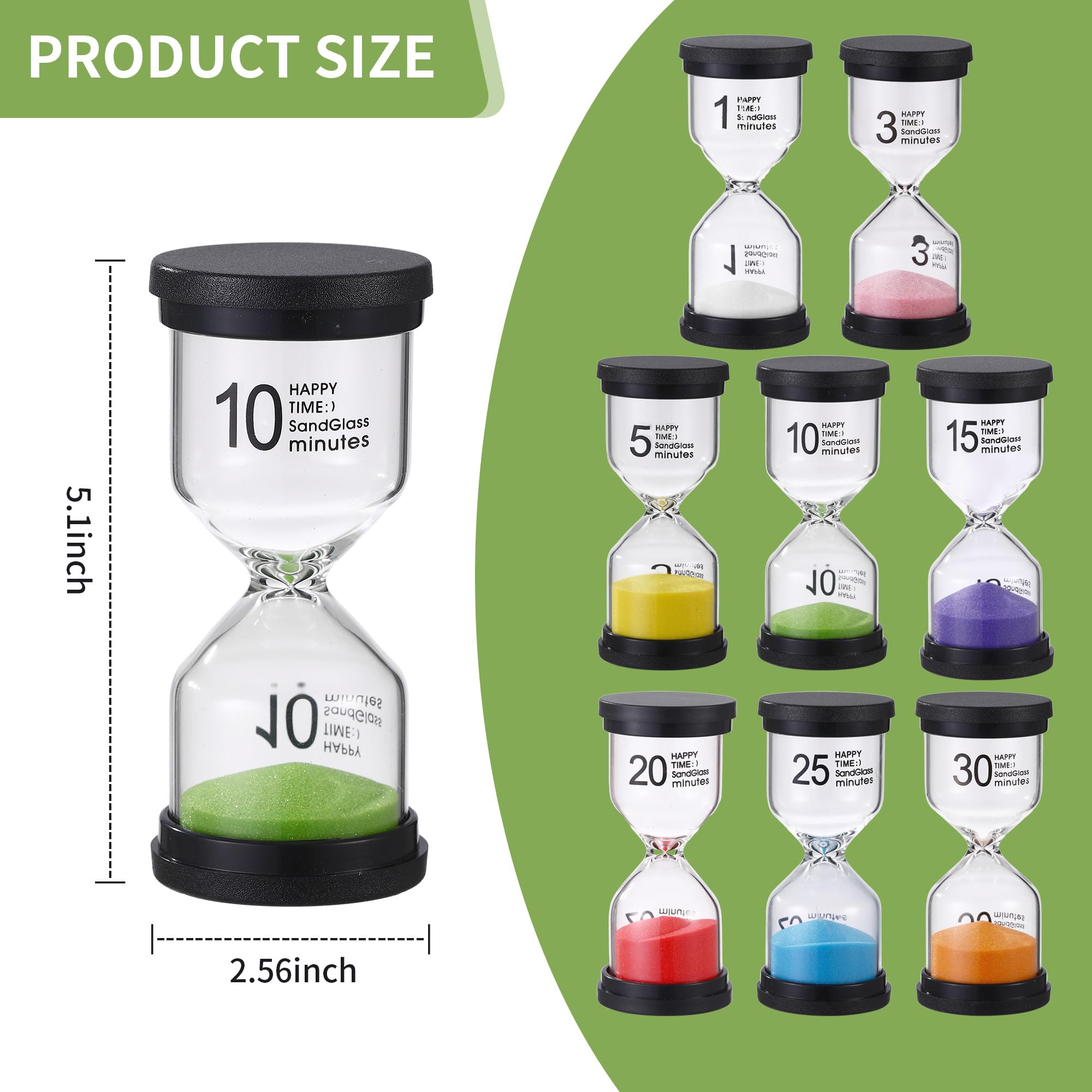 Plastica Resistente E Vetro Borosilicato Zorplex Set Di 6 Clessidre Colorate Per Bambini, Timer 1/3/5/10/15/30 Gestione Tempo Gioco