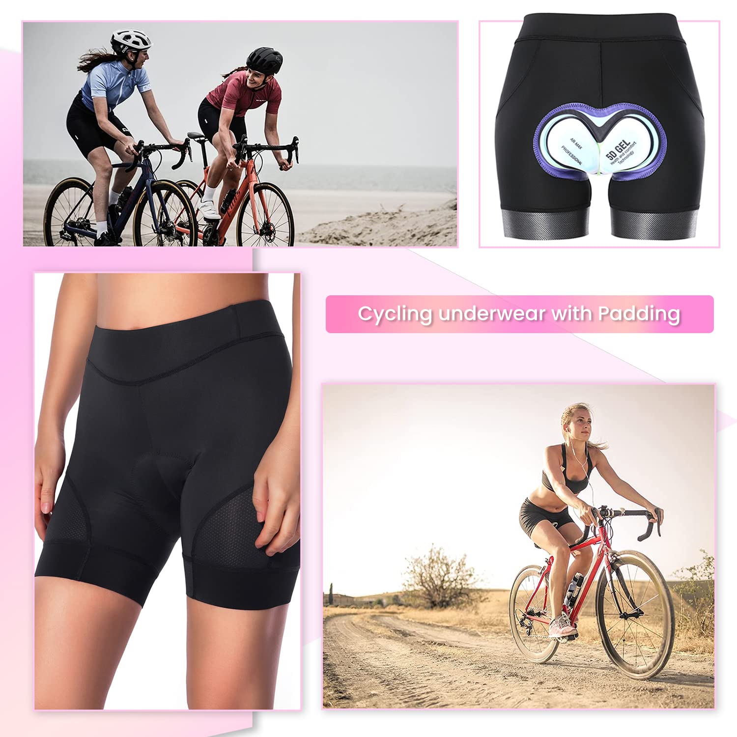X-TIGER Pantaloncini da ciclismo Pantaloncini da bici da uomo 5D Gel Pad Equazione Breve logo riflettente Bicicletta più corta con collant da ciclismo MTB a 3 tasche  18