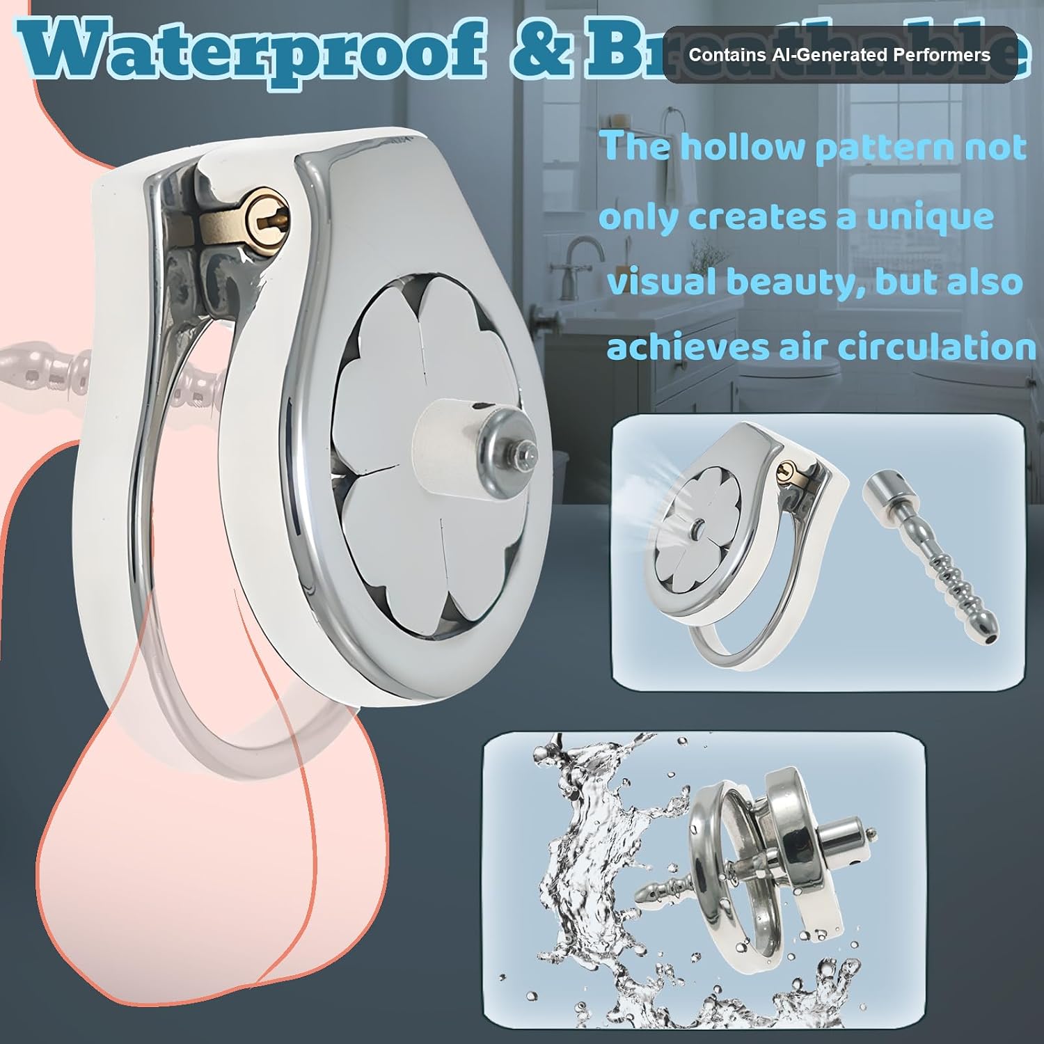 Male Stainless Steel Chastity Device with Removable Hollow Urethral Catheter Cock Cage Locked Penis to Prevent Erection Sex Toys Abstinence Penis Bondage Chastity Cage