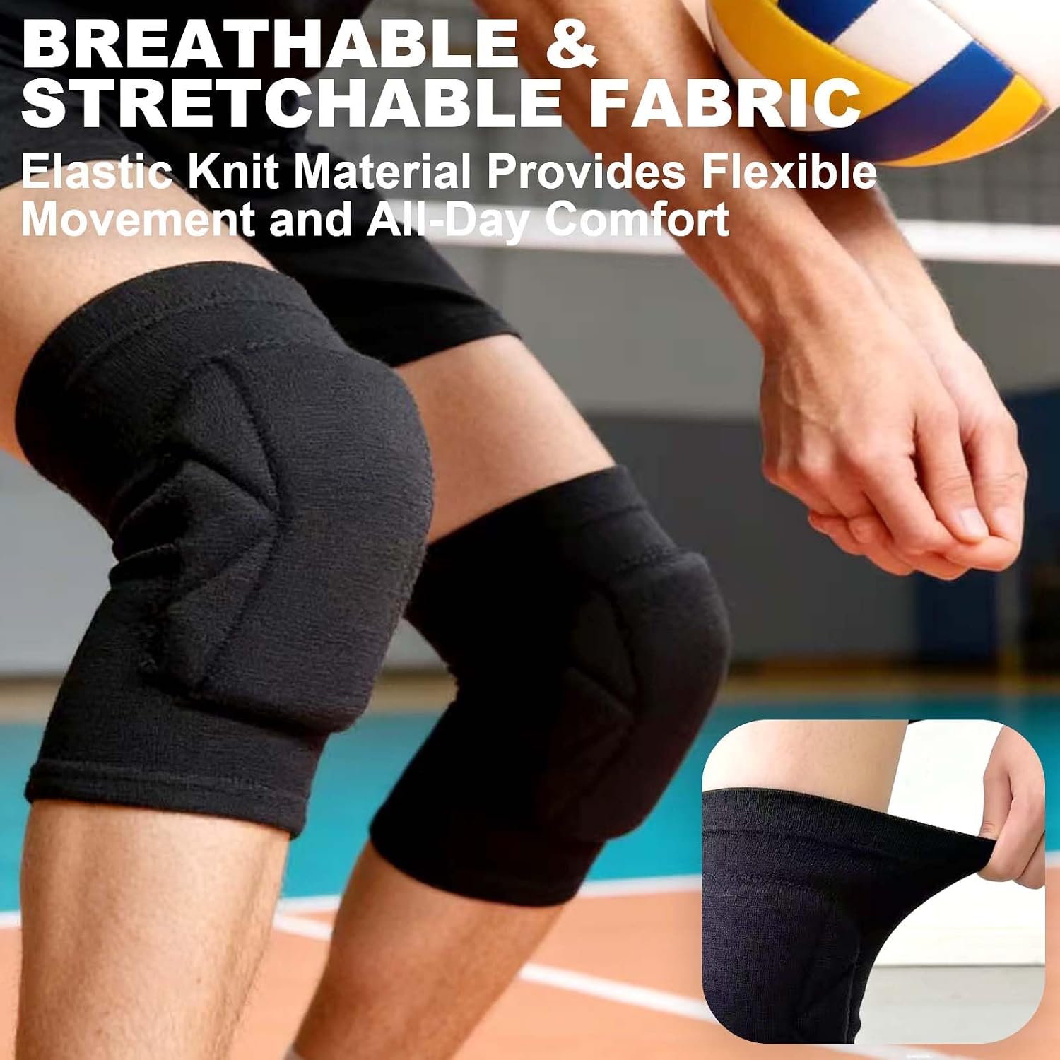 Men Women Knee Pads for Sports, Soft Flexible Foam Pad for Dancing, Black S | Volleyball Knee Pad for Wrestling, Skating, Adult Compression Knee Support for Skateboarding, Climbing, Basketball, 1 Pair