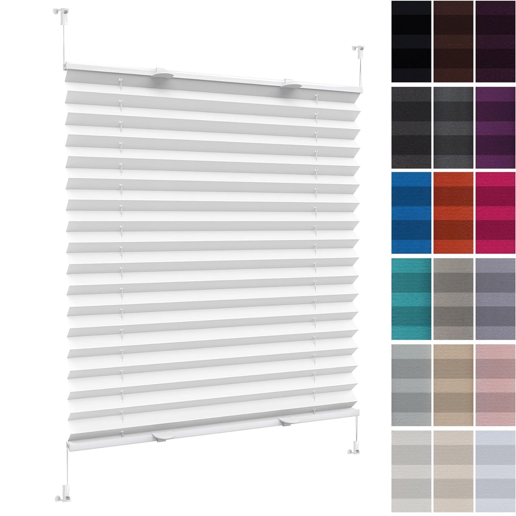 Temporary Shade Blinds No Drill Blinds 46 x 90 cm (W x H), Easy to Install No Tools Needed Quick Fix, Venetian Blind Privacy Screen, Blinds Window Shades, for Window Door, White