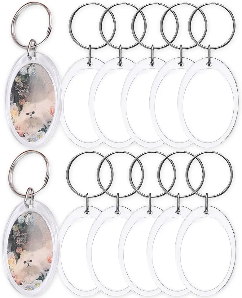 5 peças/conjunto de chaveiro de acrílico em branco DIY com inserção transparente porta-chaves com moldura para mulheres e homens presente