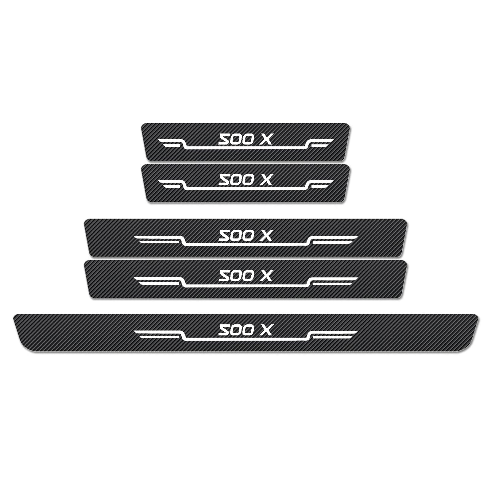 WXH97F Car Door Sill Protector Scuff Plates for Fiat 500X, Carbon Fibre Effect Door Step Guard, Rear Boot Bumper Strip, Self-Adhesive Anti-Scratch Protection Sticker