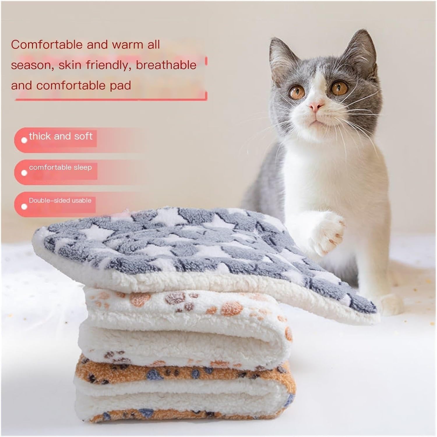 Thick, Warm cat and Dog Blankets and Soft beds, Suitable for Both Indoor and Outdoor use, for Large Kittens and Puppies, Machine and Hand Washable.(Yellow,40 * 30cm)