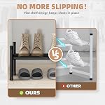 STORAGE MANIAC Long Expandable Shoe Rack, 6 Pairs Metal Wide Stackable Shoe Rack, Adjustable Shoes Shelf, Freestanding Shoes Organizer for Closet, Entryway, Hallway, Garage, Front Door, 1 Tier