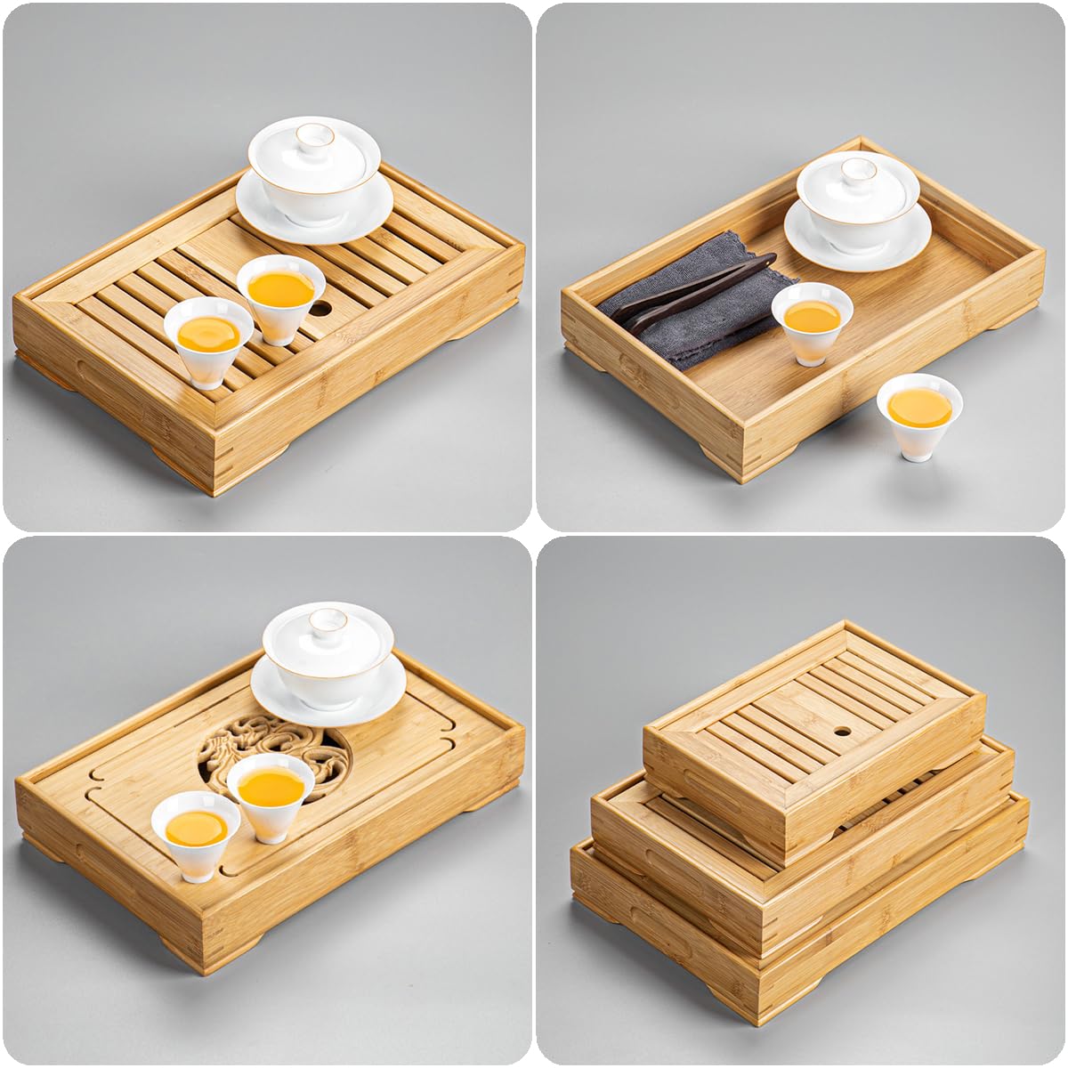 Amazon｜中国茶器 竹茶盤 茶トレイ 貯水式 茶道具 お茶 茶器 茶盆 茶台