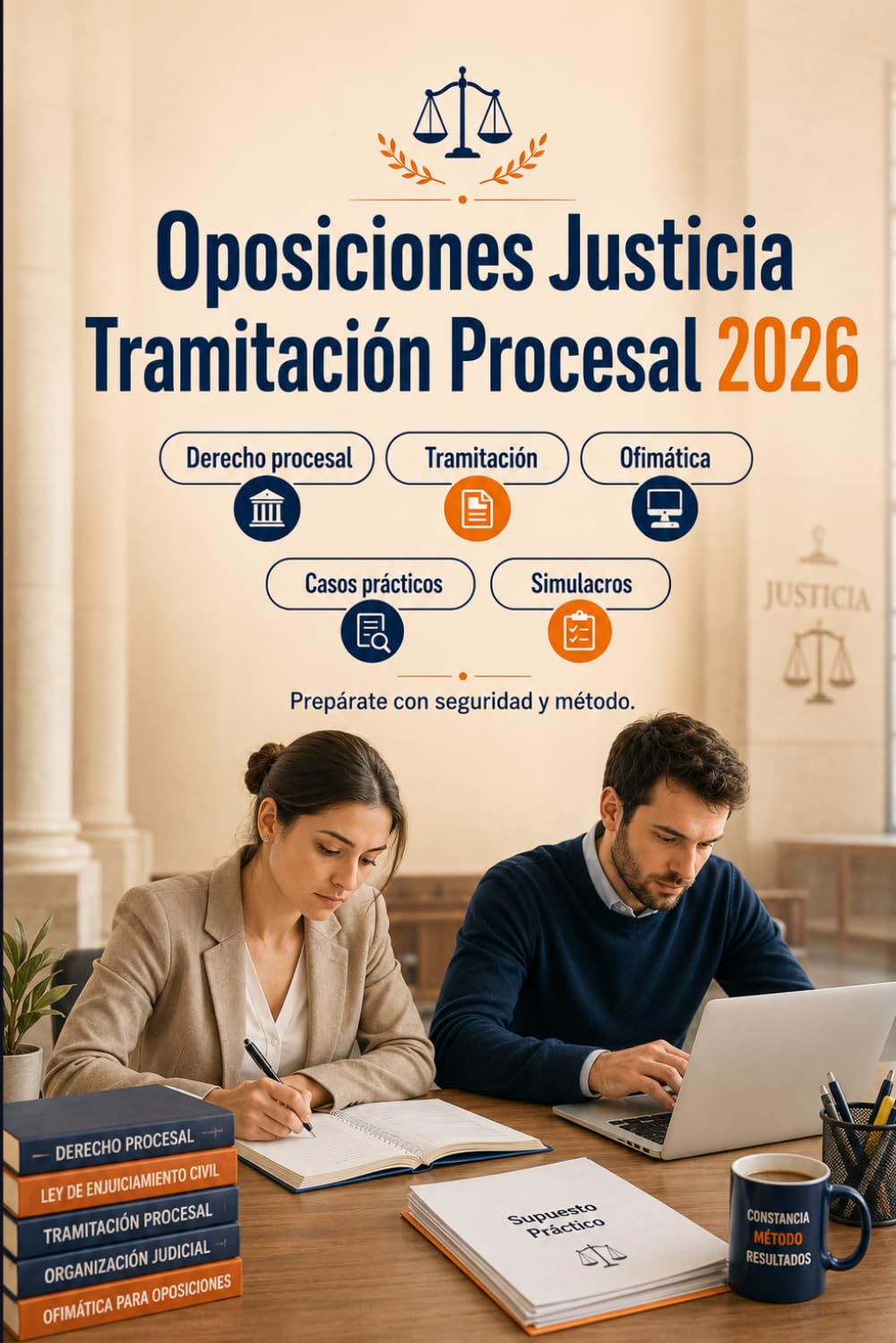 Oposiciones Justicia Tramitación Procesal 2026: Derecho procesal, tramitación, ofimática, organización judicial, casos prácticos, test y simulacros