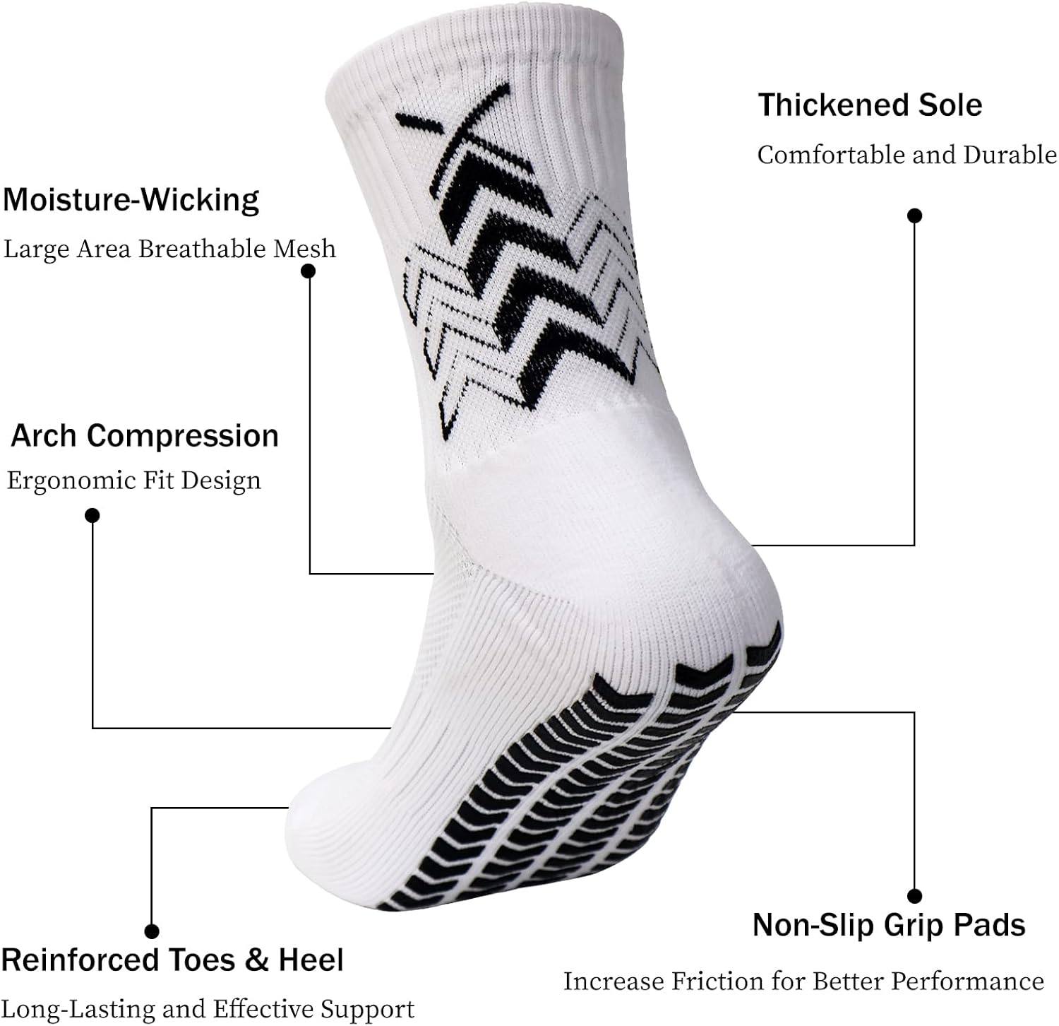 Grip Socks Soccer Men's Non Slip Soccer Socks for Kids Pilates Socks Men Women 4Pairs - Image 2