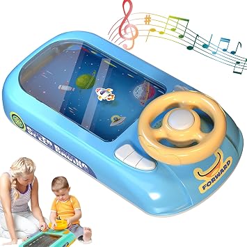 Racing Adventure Car Steering Wheel, Racing Car Steering Wheel Toy, Car Racing Adventure Toy with Steering Wheel, Driving Simulator for Kids Boys Birthday Gifts Blue