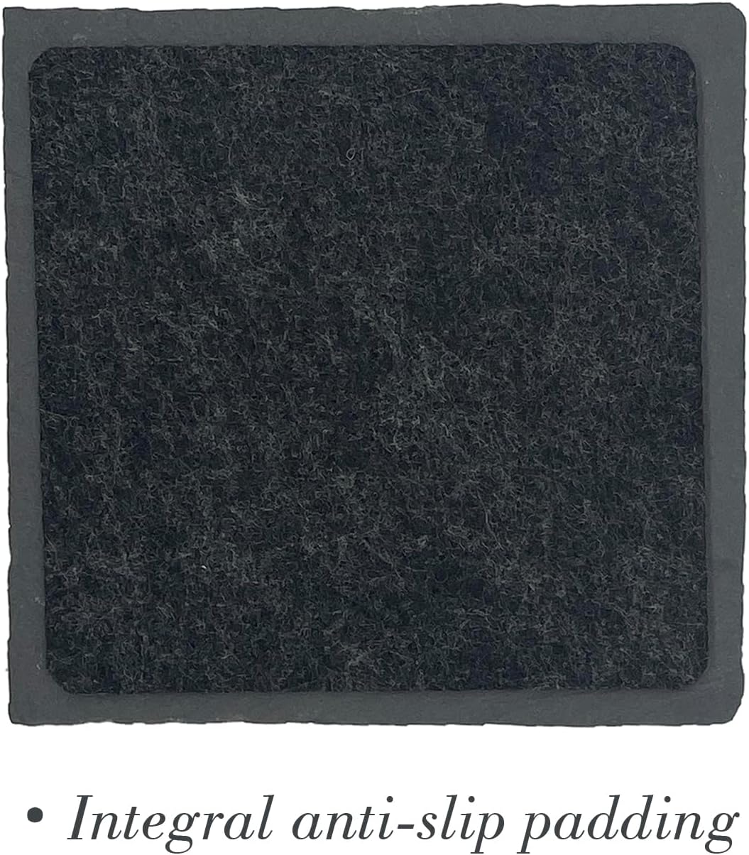 8 Pack 4 inch Square Slate Coasters with Metal Holder,Handmade Natural Rough Edge,with Integral Anti-Skid pad,Laser Engraving Blanks,Stone Coasters - Image 3