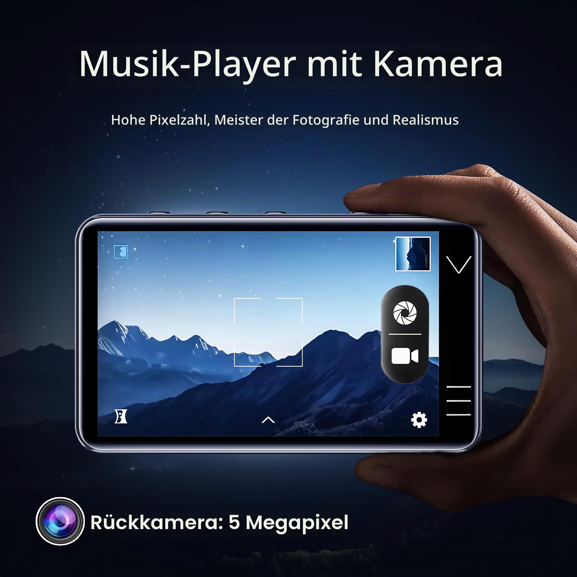 HIFI WALKER G7 MP3 Player mit Bluetooth & WLAN, Android 13, 144GB Speicher, 3GB RAM, 4 Zoll Touchscreen MP3/MP4 Player mit Lautsprecher, Kamera, Kindersicherung, Spotify kompatibel, Schwarz