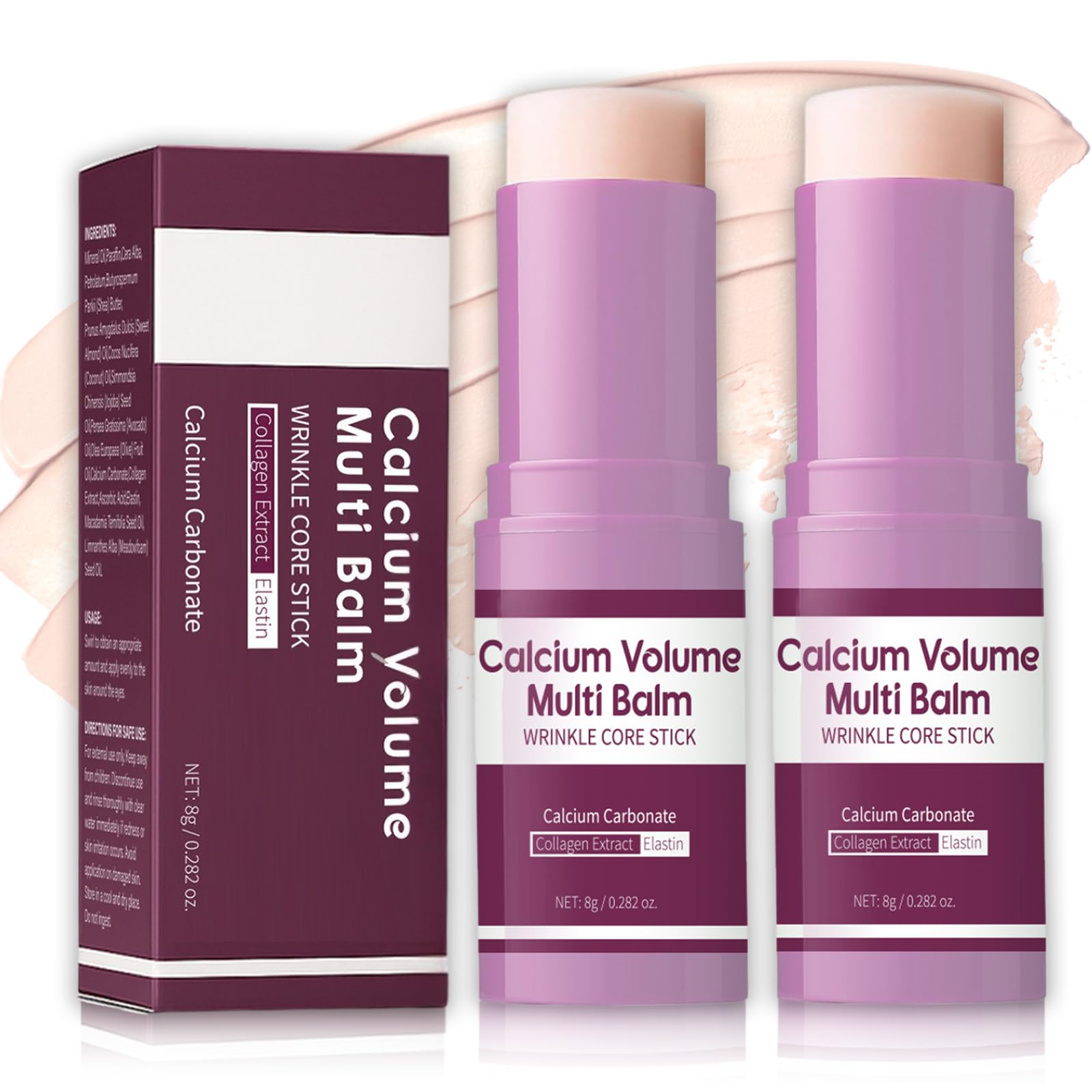 2Pcs Calcium Multi Balm, Calcium Volume Multi Balm, Wrinkle Core Stick, Korean Collagen Moisturing Stick
