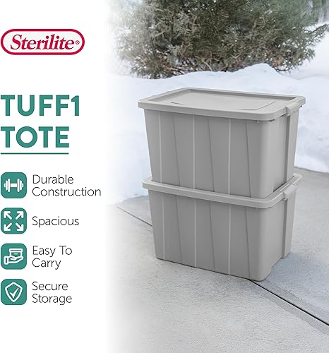 Miniatura 10 de Sterilite Tuff1 Contenedor de plástico apilable de 30 galones con tapa resistente a los impactos y sótano garajeático para almacenamiento con tapa