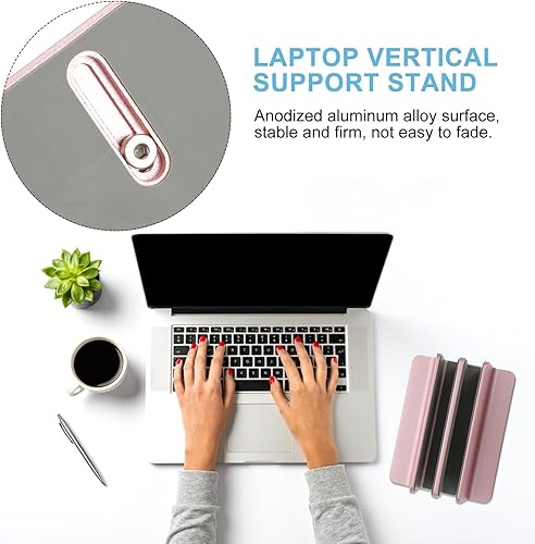 Miniatura 2 de NOLITOY Laptop Stand Vertical Dual-Slot Tablet Base Desk Bracket for Home Office Travel Rose Gold