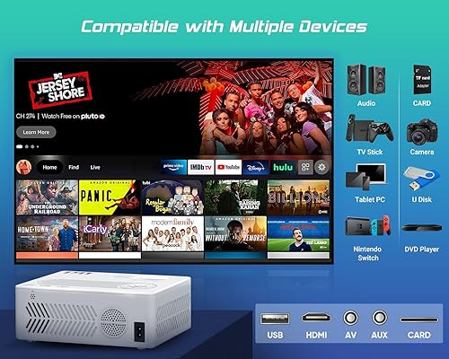 Miniatura 7 de TMY Proyector con WiFi y Bluetooth proyector nativo 1080P 5G WiFi para exteriores con pantalla de 100 pulgadas proyector portátil compatible con 4K