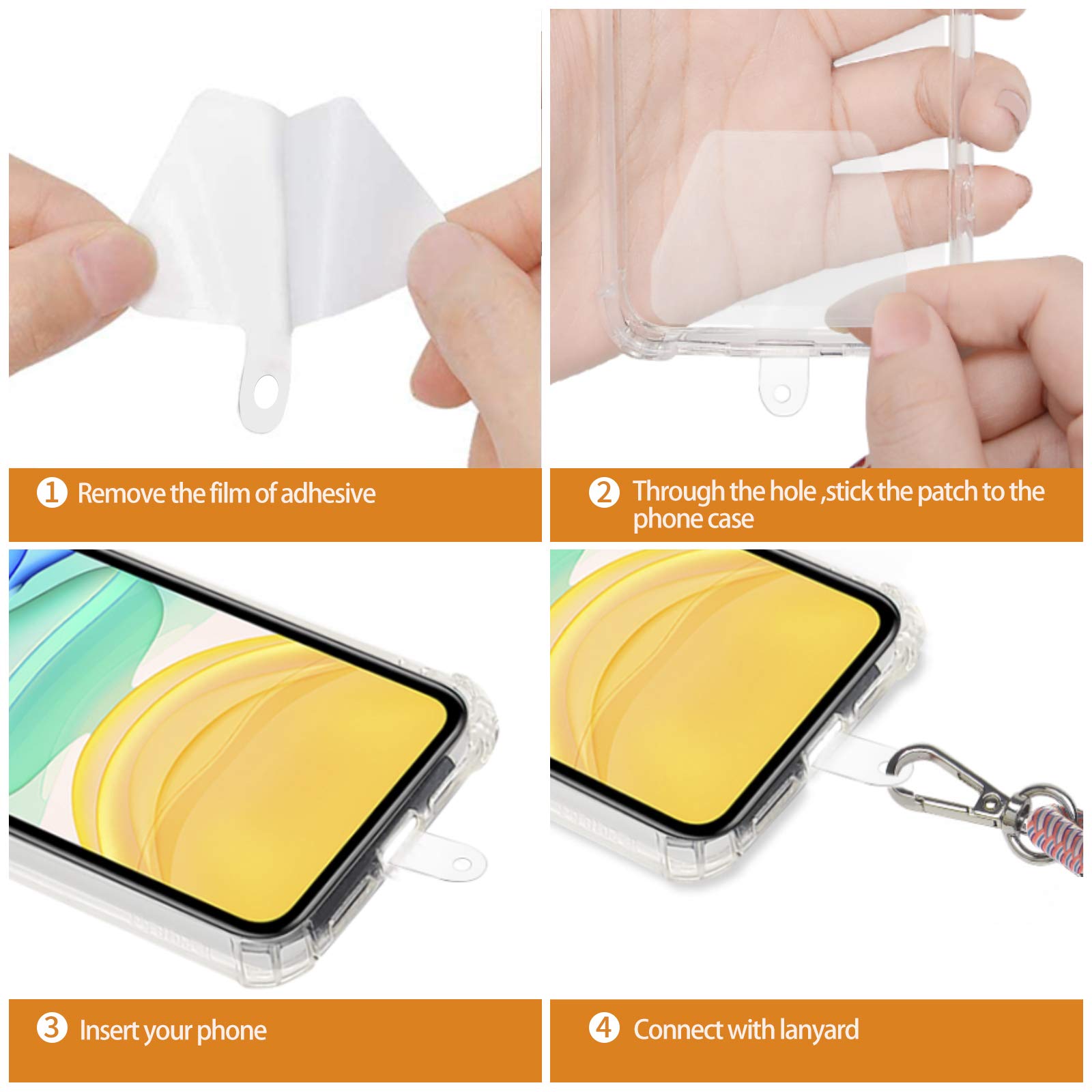 COCASES - Cordino per telefono da appendere con 2 toppe trasparenti (rosso/blu cubo