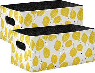 KLL Fall Leaf Figs Yellow collapsable Felt baskets for storage containers for kitchen Decore cloth baskets