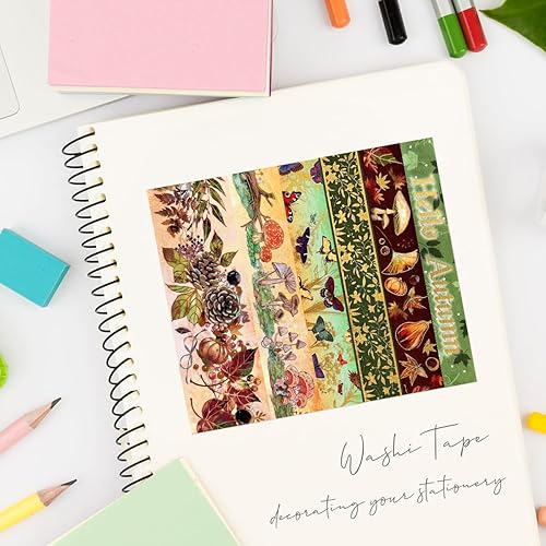 Miniatura 4 de allydrew Nature - Juego de cinta washi metálica para álbumes de recortes, papelería, diario, fabricación de tarjetas, (6 rollos), Hello Autumn