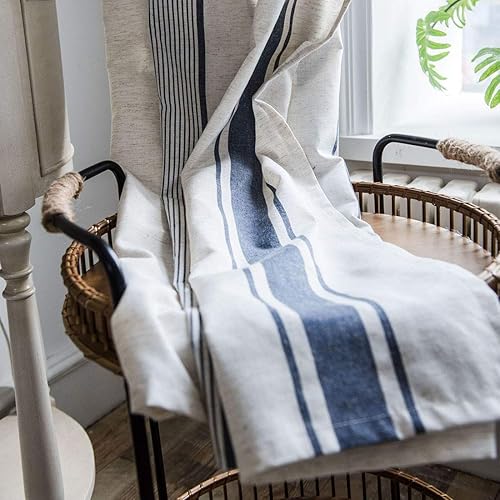 Miniatura 4 de vctops Cortina de lino y algodón para ventana, estilo rural, para oscurecer la habitación, con bolsillo para barra, panel de cortina para