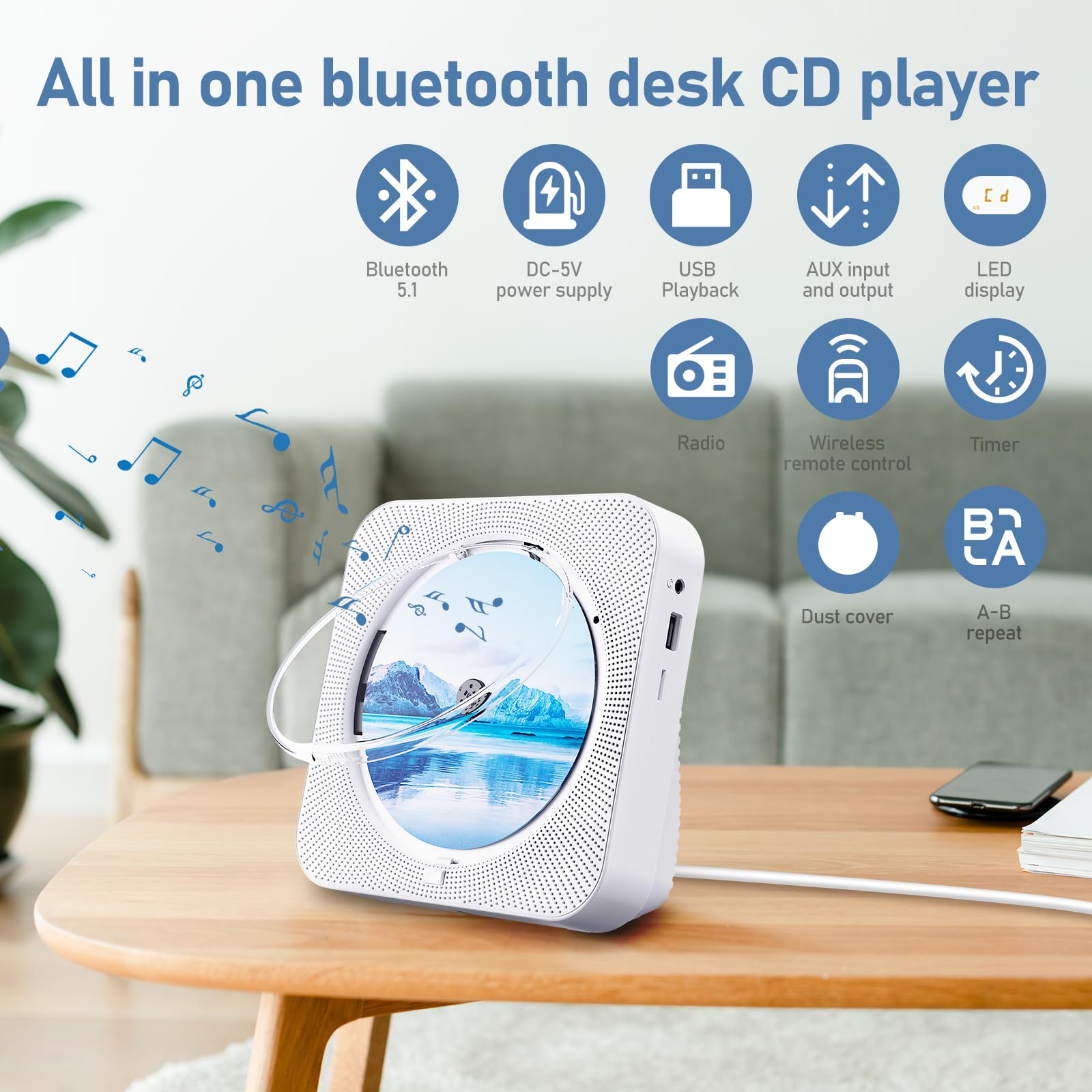 Amazon.com: CD Player Bluetooth Desktop for Home with HiFi