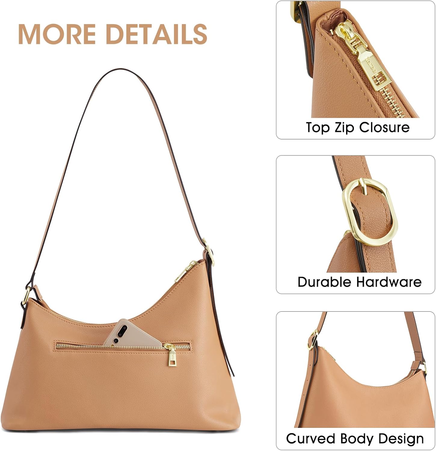 Kattee Hobo Bags for Women Trendy, Soft Leather Handbags and Purses,Shoulder Tote Curved Designer Bag with Card Pocket - Image 5