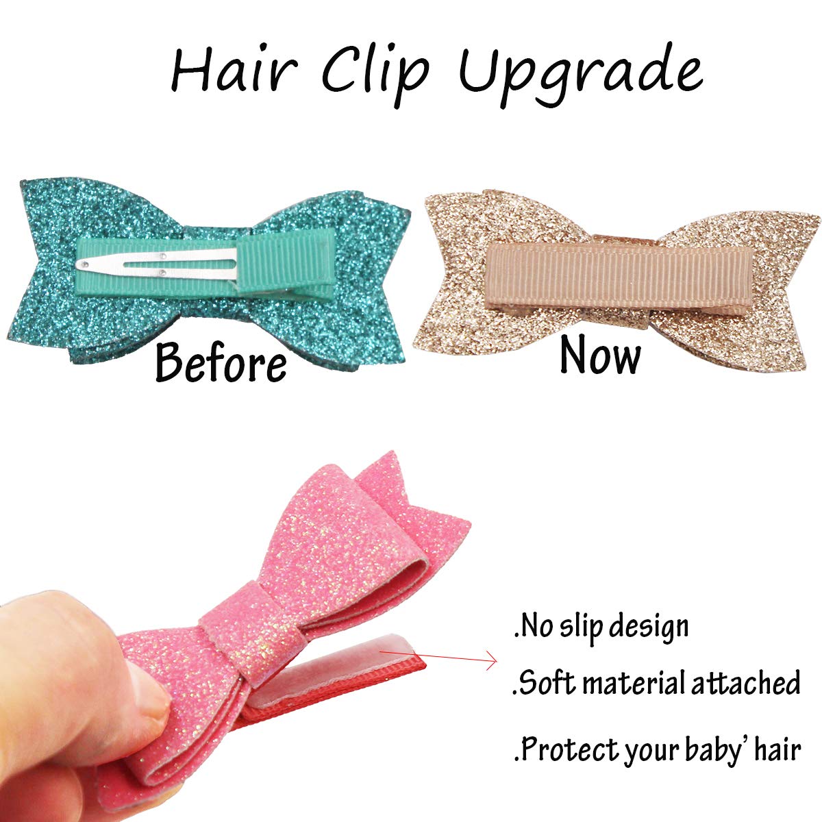 30PCS 2.75'' Baby Girls Pigtail Bows Sparkly Sequin Glitter Hair Bows With Alligator Clips Hair Barrettes Accessory for Girls Toddlers Kids Teens