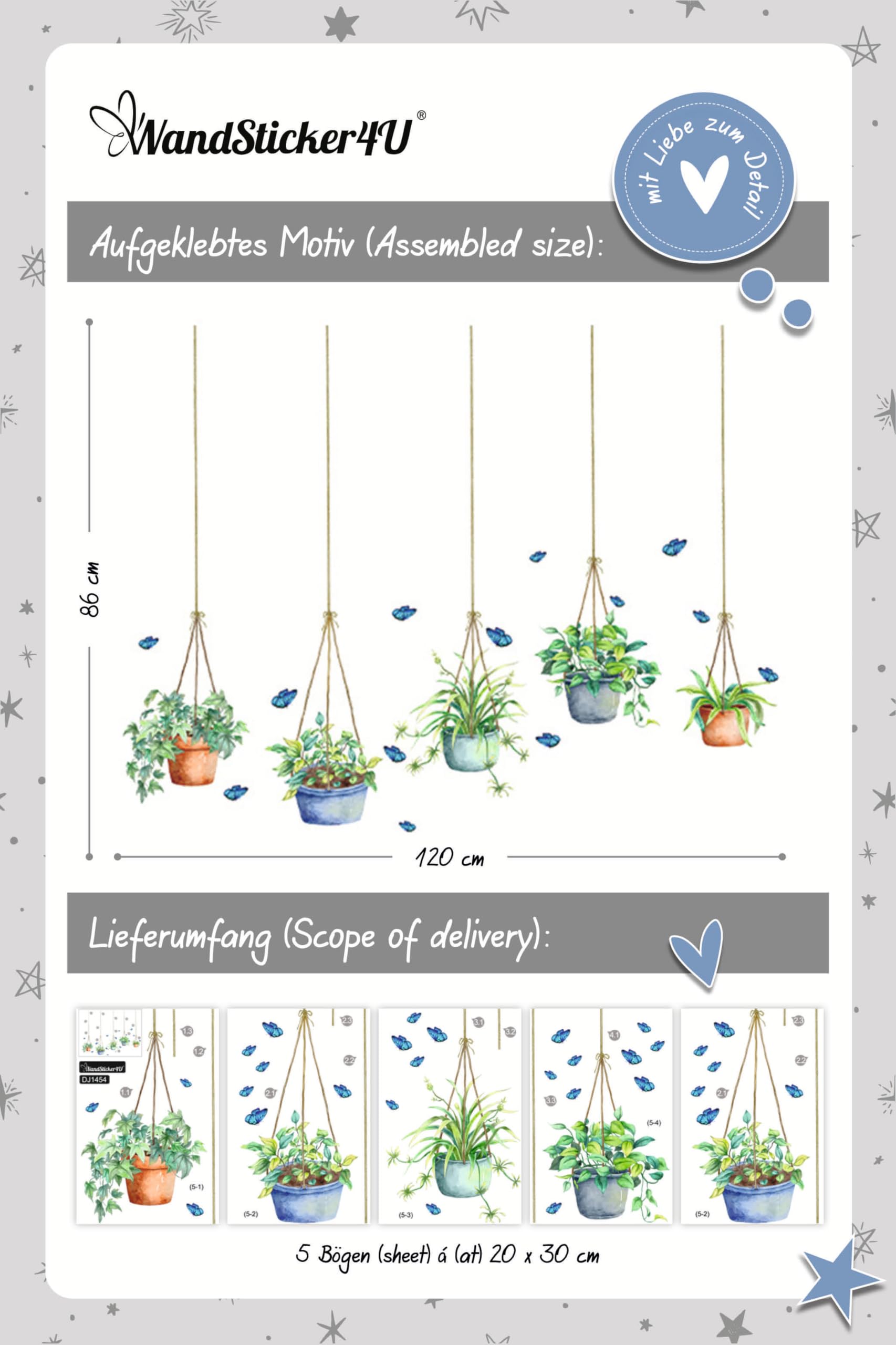 WandSticker4U® - XXL obraz na okno jesienne ROŚLINY WISZĄCE, samoprzylepne (120x86 cm) I naklejka na okno rośliny wiszące zielone, salon, sypialnia, łazienka, kuchnia I naklejka na okno dekoracja