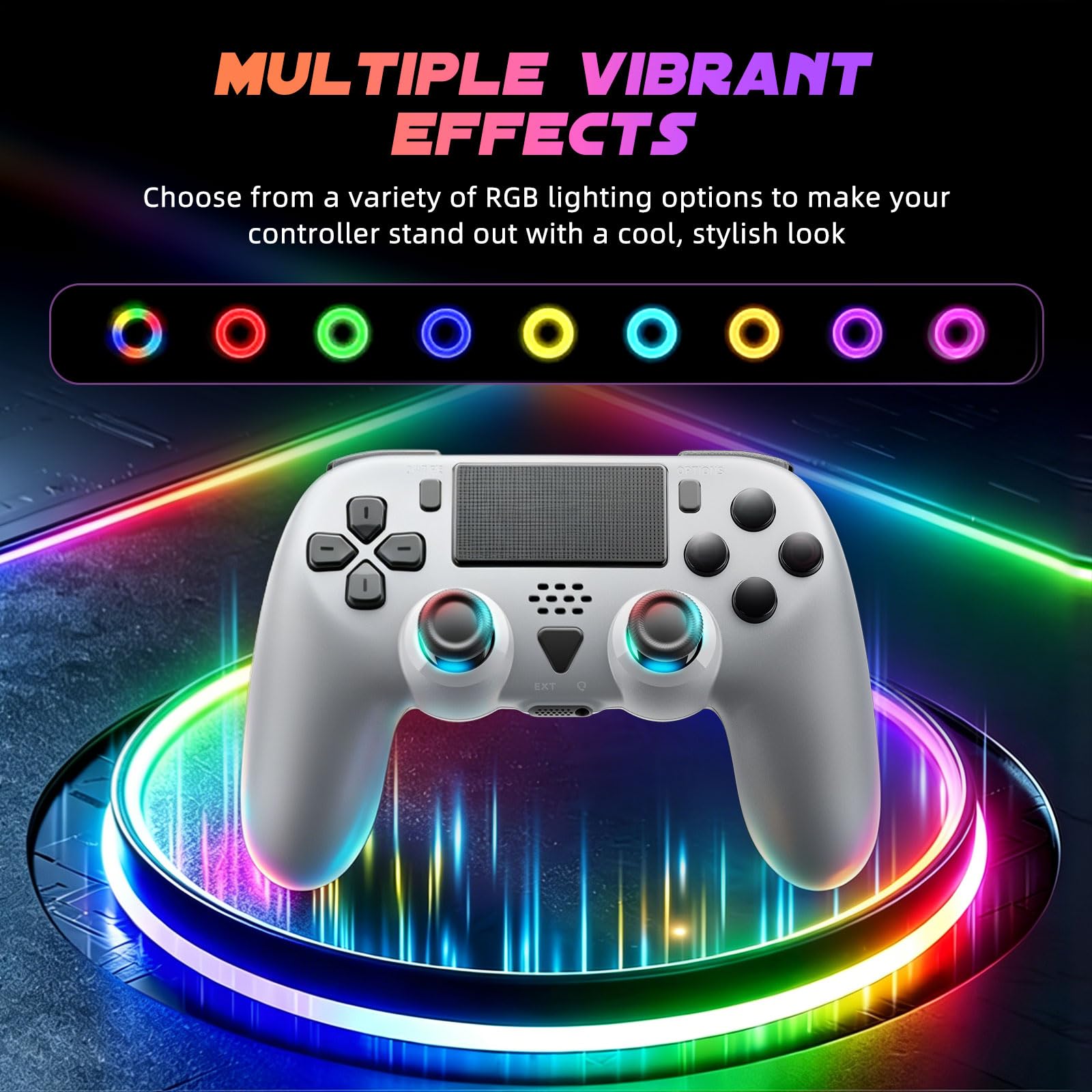 Vefacxy Manette sans fil pour PS5 avec RVB, boutons arrière programmables, macro et turbo – Manette Bluetooth avec microphone, capteur à 6 axes, prise audio 3,5 mm, compatible avec PS5 Pro/Slim/PC