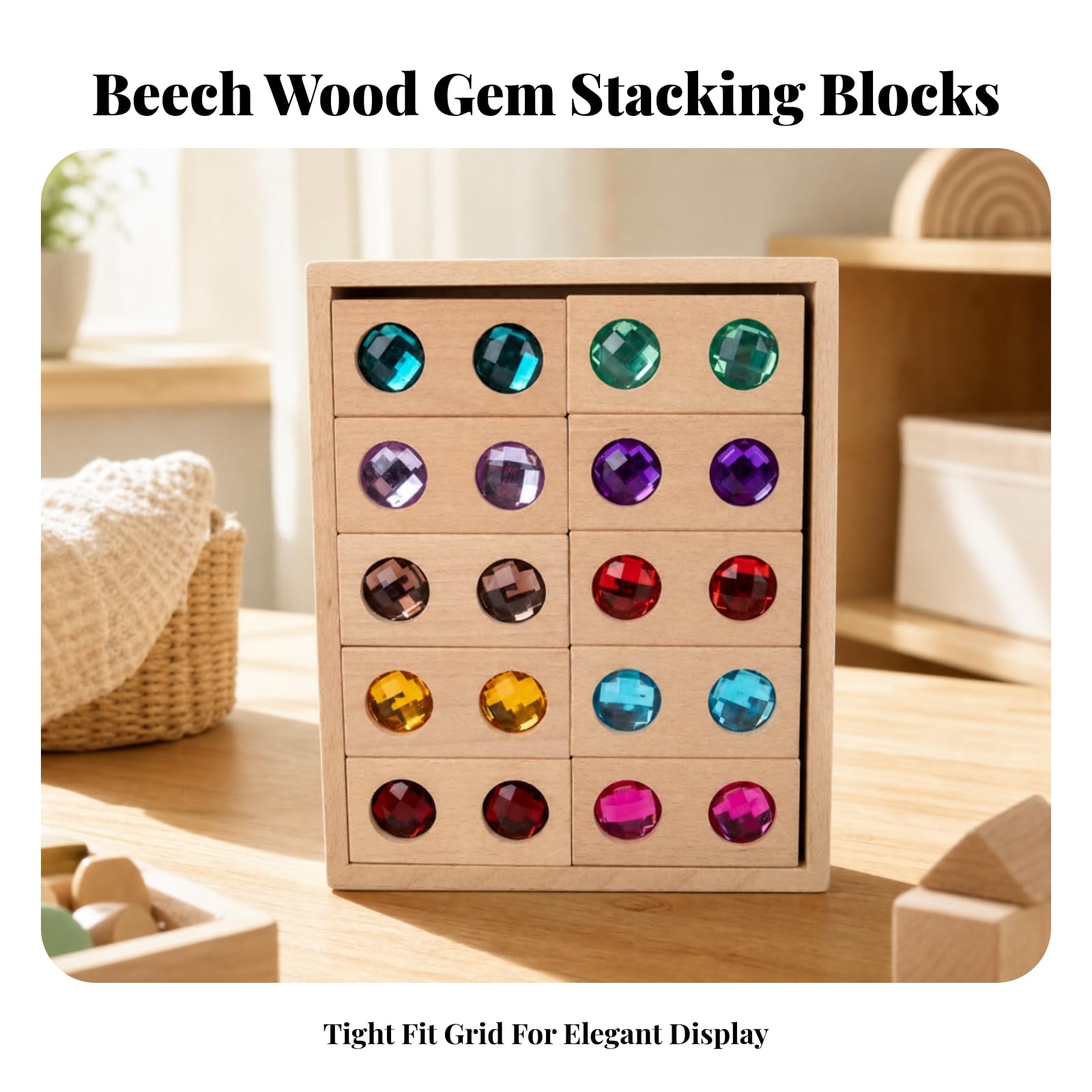 20 Piè Blocs Hêtre Décoratio en Forme Joyaux Sûr 'éveil Pratique pr