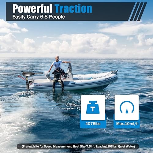 Miniatura 4 de Motor de arrastre eléctrico de empuje de 12 V, 800 W, 1.2 HP, motor de arrastre de agua salada montado en el popa con mango ajustable para kayaks,