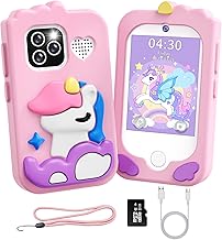 Portable Phone Child Toy with Dual Camera Children 2.8 Inch Touch Screen Learning Phone Learning Toy with SD Card Boy Girl Age 3 4 5 6 7 8 Cadea