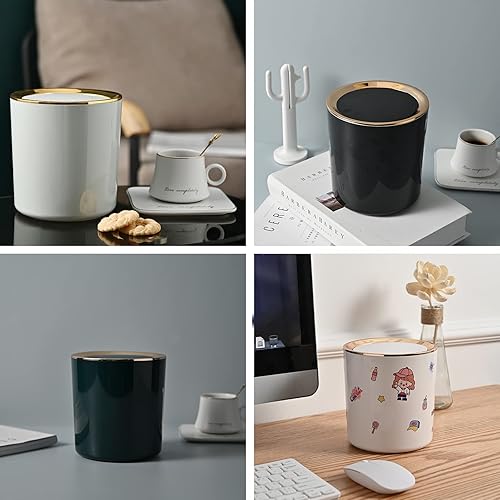 Miniatura 7 de Aiabaleaft Mini bote de basura con tapa y 60 bolsas de basura, pequeño cubo de basura para encimera de escritorio para dormitorio, oficina, cocina,