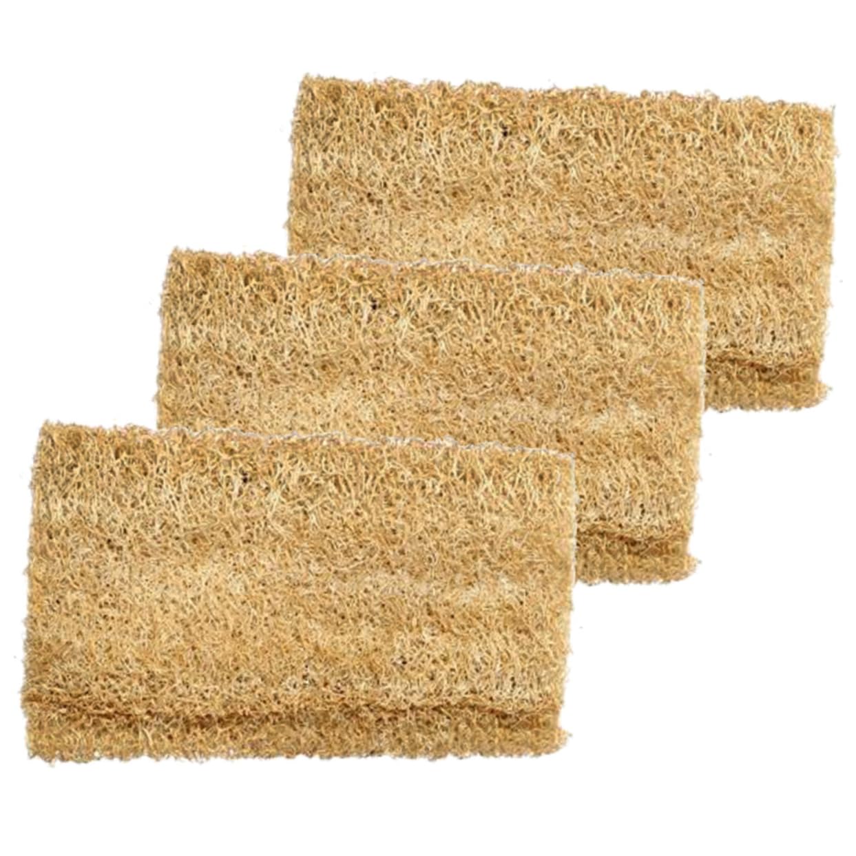 Cabilock 3pcs Natural Loofah Sponge for Kitchen Cleaning Soft Scrubber Pads for Dishwashing Multipurpose Loofah Scrubbers for Household Use Lightweight Easy to Store