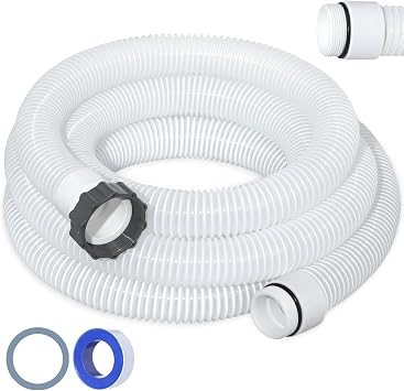 1.5" 15ft EVA Pool Professional Hose with External Male Threads for Above Ground Pools Pump Replacement Hose Pool Supply for Cleaner Kit Heavy Duty Hoses Filter Connection HosesWhite