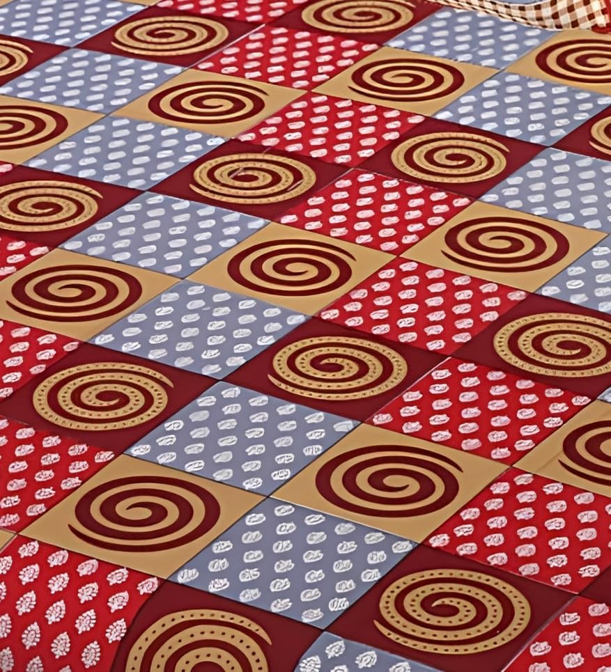 Image of Pure 100% Cotton Double Bed Sheet with 2 Pillow Covers (Bedsheet for Double Bed Cotton, Multicolour Jaipuri, Double Bed Sheet (Red & Grey, 90X100 Inch)