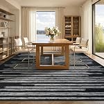 GarveeHome 6x9 Washable Rug for Living Room Modern Striped Bedroom Floor Carpets Contemporary Abstract Black and White Throw Rugs Non-Slip Low Pile Area Rug for Dining Room Office