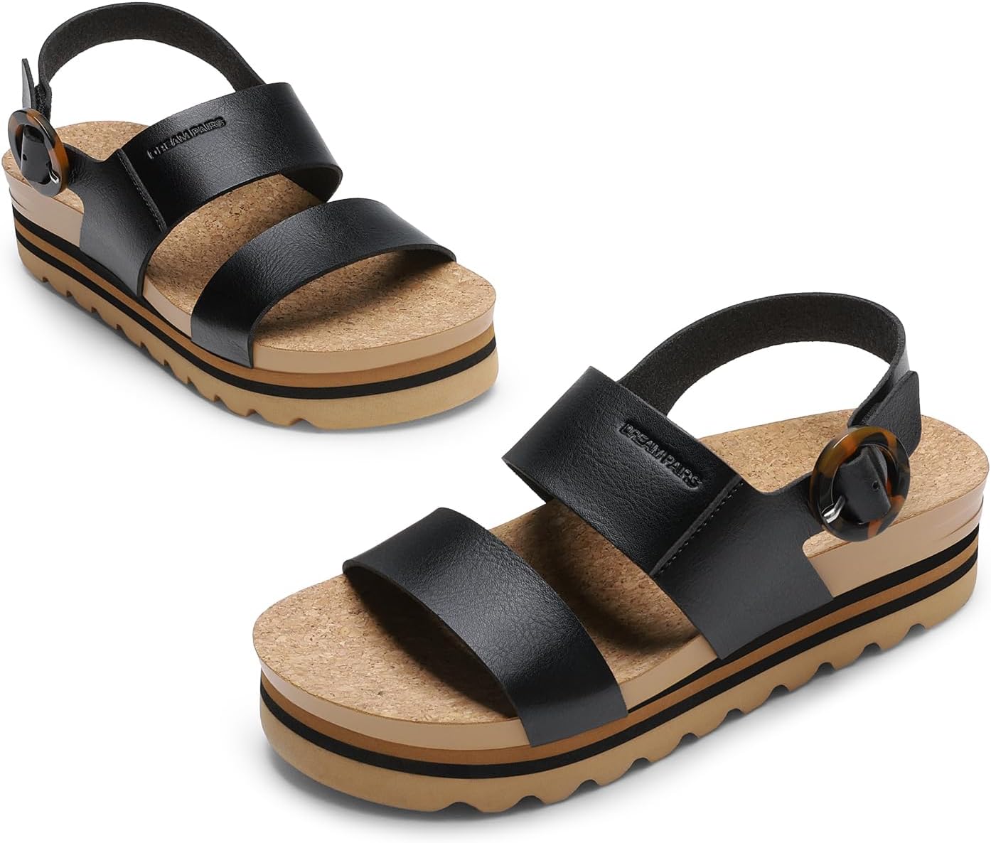 DREAM PAIRS Women's Orthopedic Arch Support Platform Sandals Comfortable Cork Insole Low Wedges Sandals Flatform Summer Dress Shoes Cute Buckle Wedges for Beach - Image 5