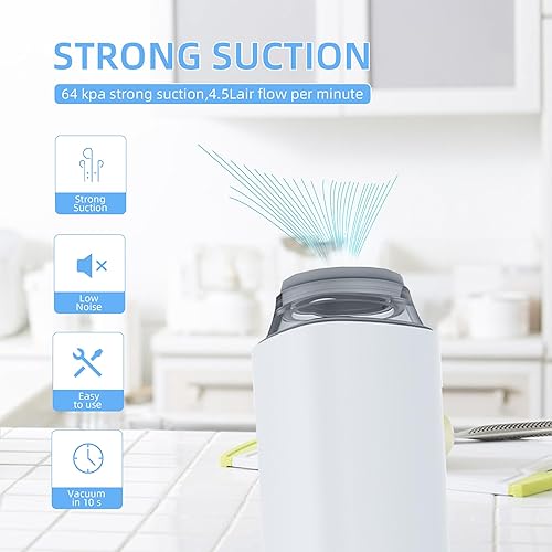 Miniatura 3 de Máquina selladora al vacío de mano, bomba de vacío automática de alimentos, sellador al vacío Sous Vide Máquina selladora al vacío portátil para