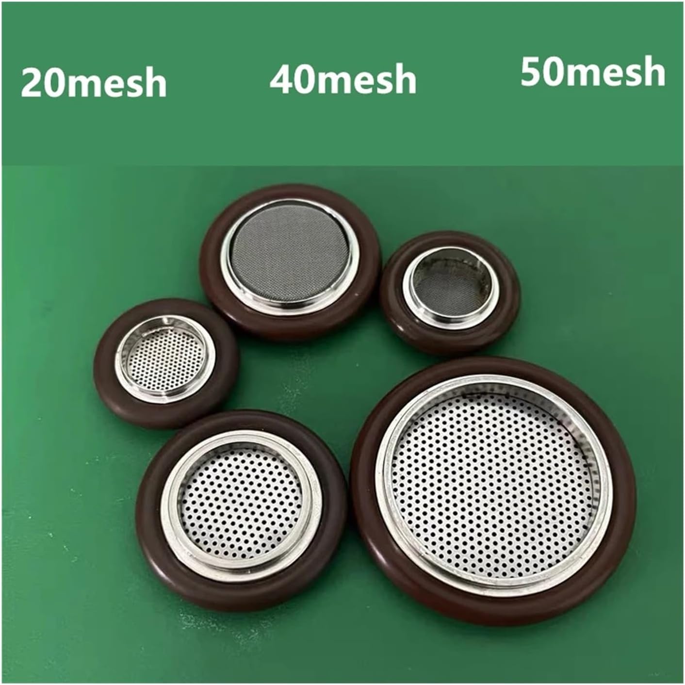 Vacuum fluoroelastomer Sealing Ring Center Bracket with Filter 20 mesh 40 mesh 50 mesh(Black FKM,40 mesh,KF25)