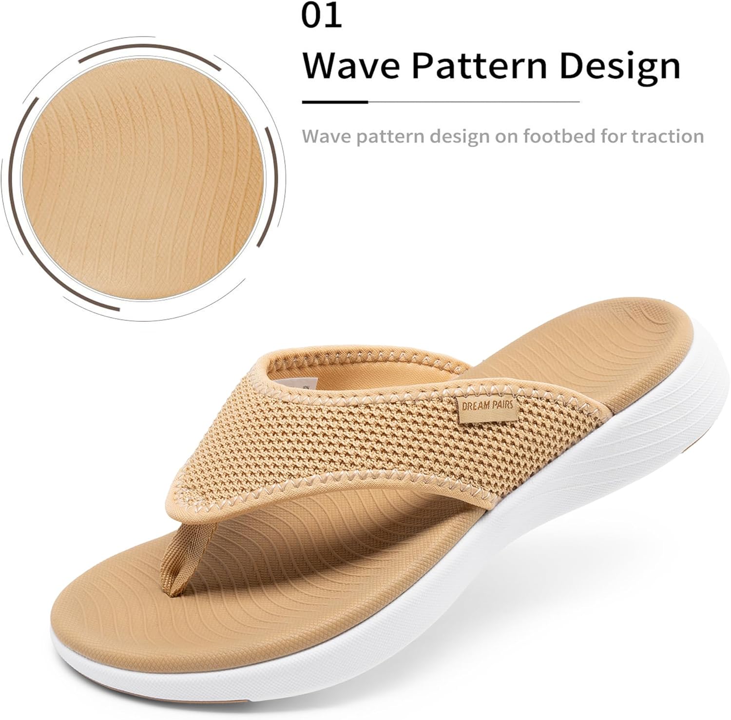 DREAM PAIRS Women's Arch Support Soft Cushion Flip Flops Thong Sandals - Image 3